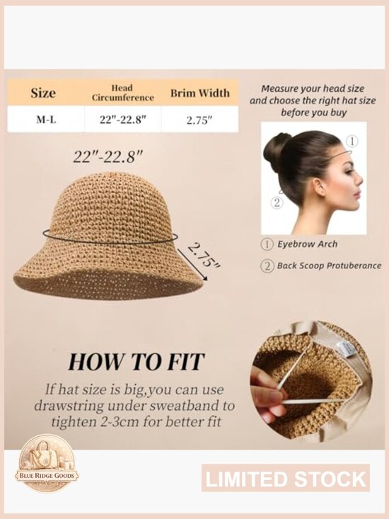 Floppy Big Beach Straw Hat Wide Brim Foldable Packable Sun Hat Women Travel